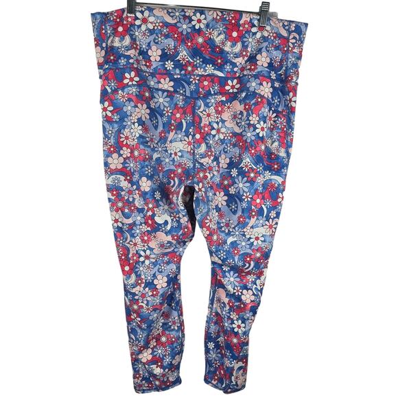 Fabletics Pure Lux High Waisted Women's Floral Pink Blue Leggings 3XL - Picture 2 of 6